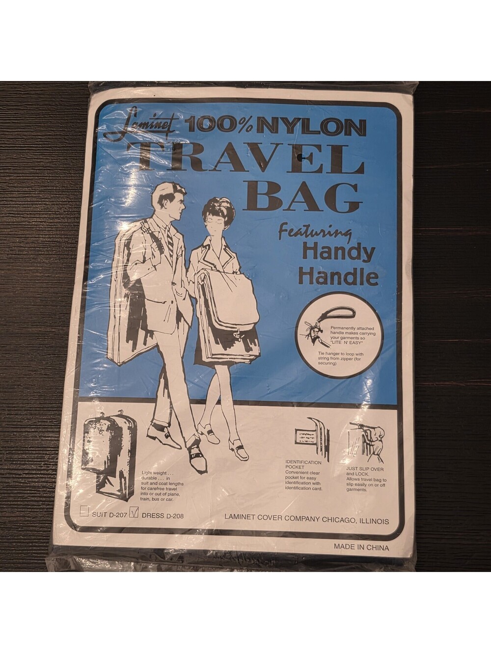 Vintage Laminet 100% Nylon Travel Garment Bag Dress D-208 With Handle New Sealed